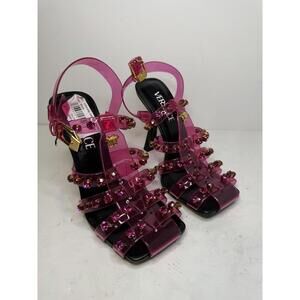 Versace Medusa Cage Pink Crystal Block Heel Sandals Women’s 36.5